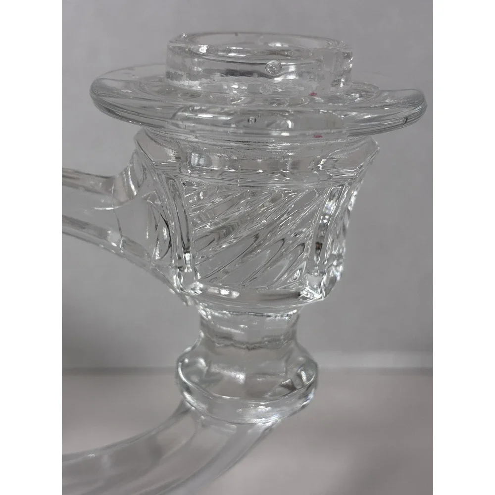 Vintage Indiana Glass Rosette Clear Double Light Candlestick Set of 2‎ Luxury